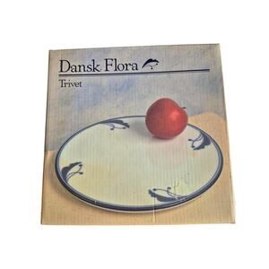 VTG Dansk Flora Trivet Bayberry by Niels Refsgaard 1920 Design Blue White New